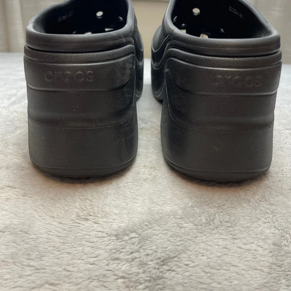 Crocs Unisex Chunky Siren Clog Womens 14 Mens 12 Black Platform Block Heel Mule
